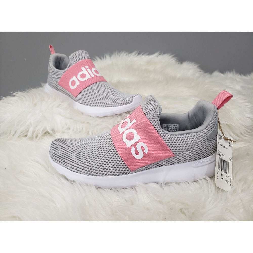Adidas Kids Lite Racer Adapt 4.0 Q47209 Low Top Gray Pink Running Shoes Size 6
